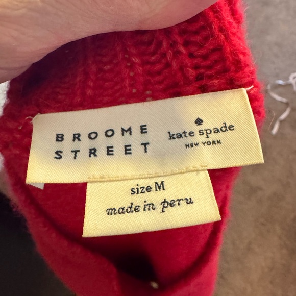 Kate Spade Broome Street Red Airy Wool Alpaca Tassel Sweater Oversized M $348 - Picture 9 of 9